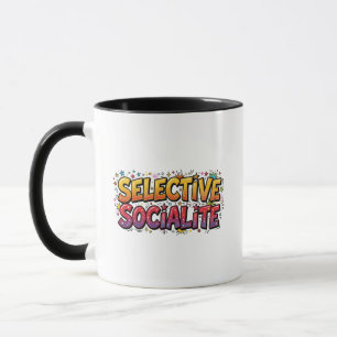 Caneca Sociável Seletivo Introvertido Engraçado Retrô Côm