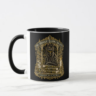 Caneca Sociedade de Leitura da Meia-Noite em Gótico Gato