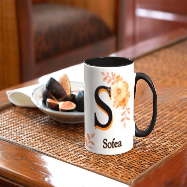 Caneca Sofea name Mug – Elegant Letter S Coffee Cup (Criador carregado)