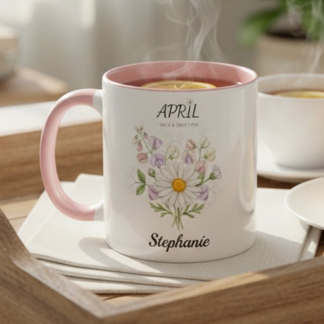Caneca Soft Daisy Birth Flower – Personalized April Gift (Soft Daisy Birth Flower – Personalized April Gift)