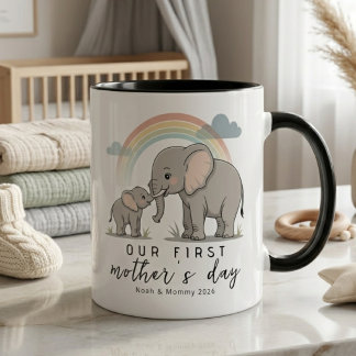 Caneca Soft Elephant Mom Baby First Mothers Day Calm Love