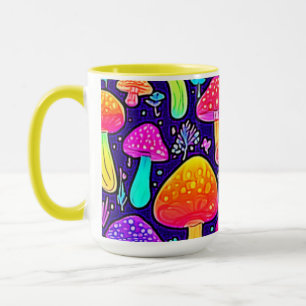 Caneca Soft Neon: Patch do Cogumelo de Cartoon