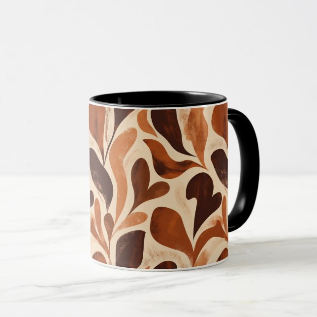 Caneca Soft Organic Art Mug – Beige & Brown Palette (Frente Esquerda)