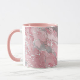 Caneca Soft Pink and Silver Marble-Like Pattern