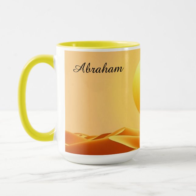 Caneca Sol Âmbar Abstrato do Deserto Minimalista (Esquerda)
