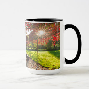 Caneca Sol através das folhas de outono, Croácia