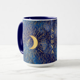 Caneca Sol Celestial Personalizado e Lua 15 oz Mug