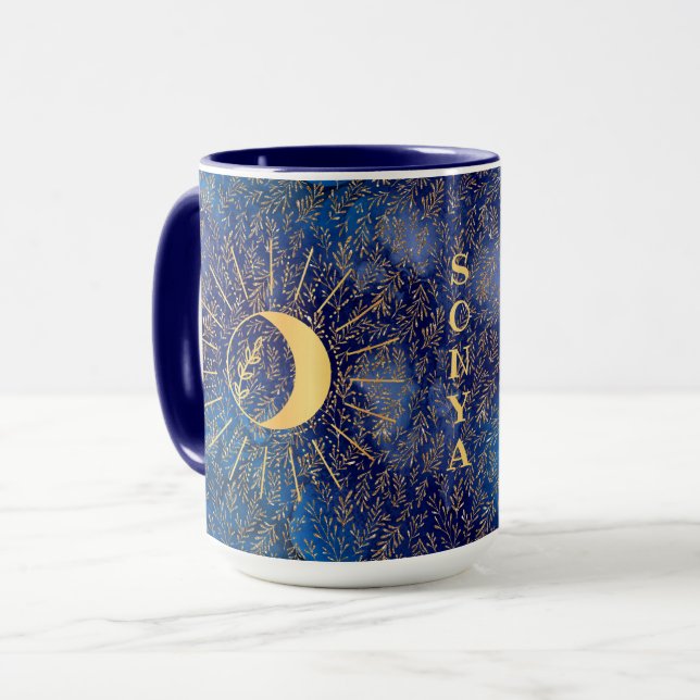 Caneca Sol Celestial Personalizado e Lua 15 oz Mug (Frente Esquerda)