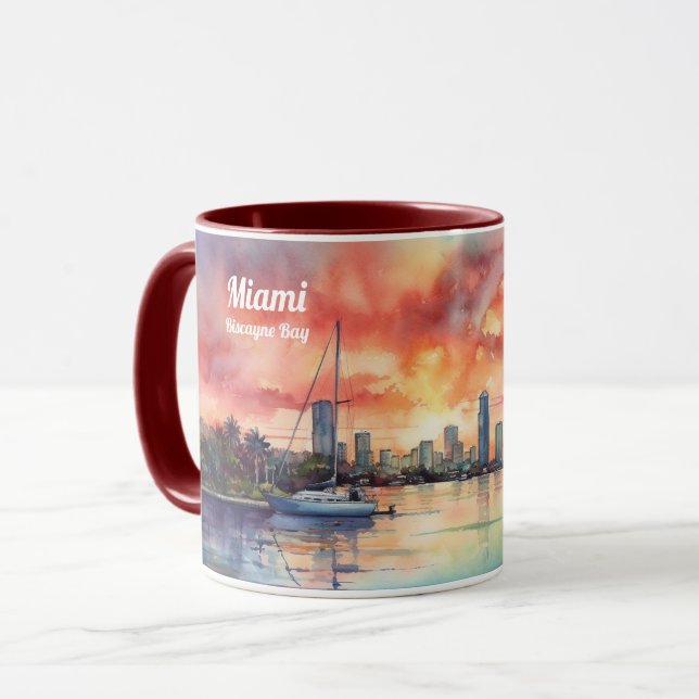 Caneca Sol de aquarela sobre Miami, no Golfo de Biscaia (Frente Esquerda)