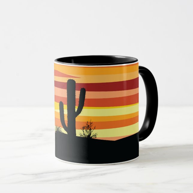 Caneca Sol do deserto geométrico (Frente Esquerda)