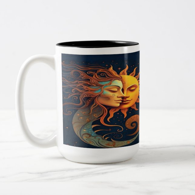Caneca Sol & Lua Mística – Xícara de Café Arte Cel (Esquerda)