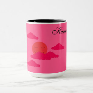 Caneca Sol Poente Laranja no Céu Vermelho: