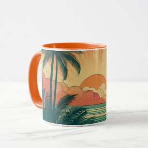 Caneca Sol retrô/vintage tropical/havaiano