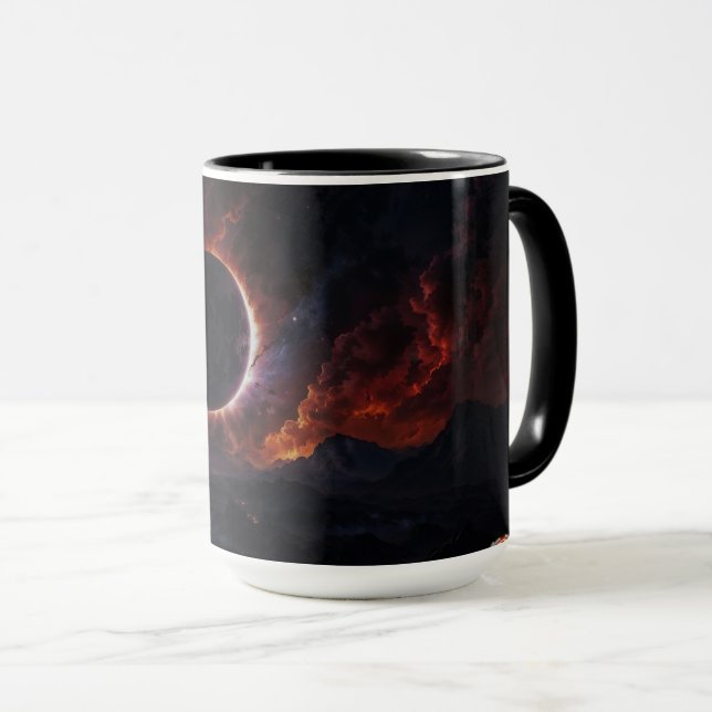 Caneca Solar Eclipse Cosmic Masterícula Xzendor7 Arte AI (Frente Esquerda)