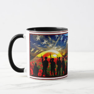 Caneca Soldado Americano Flag Poppy Field