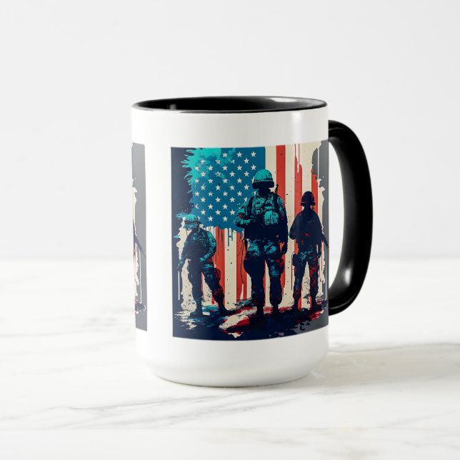 Caneca Soldados Americanos Combo Mug, 15 oz (Frente Esquerda)