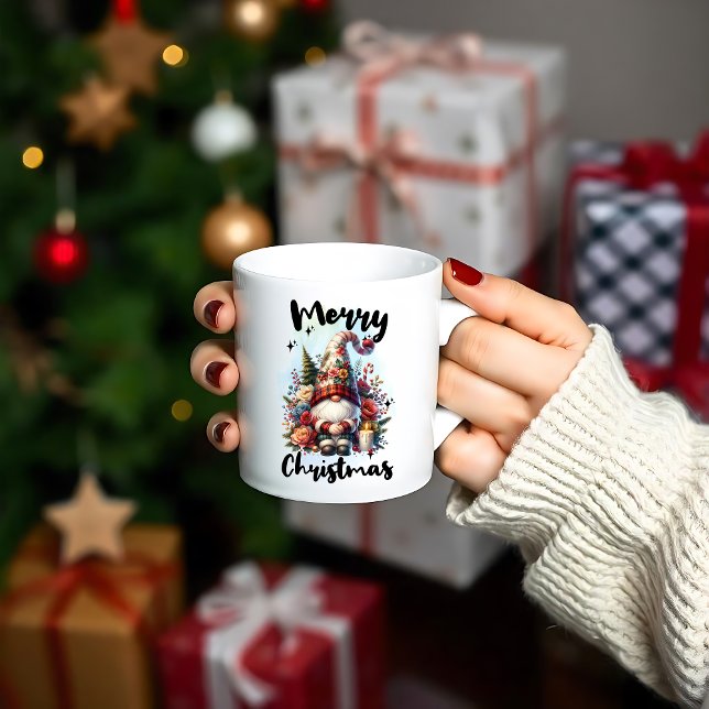 Caneca Solitary Christmas Gnome with Floral Crown Candle (Criador carregado)