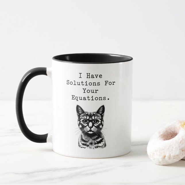 Caneca Soluções para Equações Design Gênio da Matemática (Com Donut)