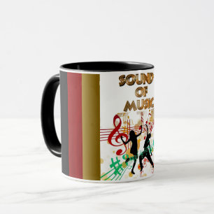 Caneca Som de Música Dançando Coloridos Notas de Músic