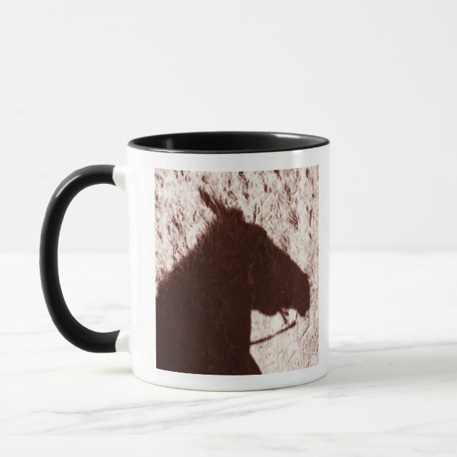 Caneca sombra da cabeça de cavalo da equitação no jaspe (Esquerda)