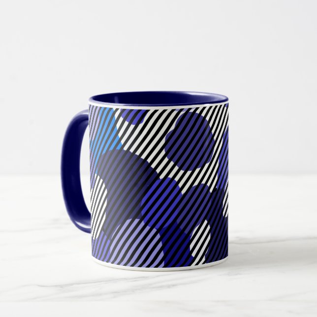 Caneca Sombras azuis de padrão geométrico (Frente Esquerda)
