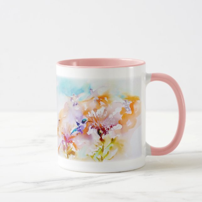 Caneca "Sombras impressão do colibri nos Pastels" (Direita)