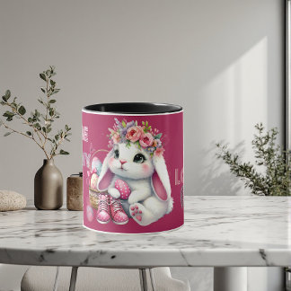 Caneca Some Bunny Loves Me Whimsical Spring Personalized 