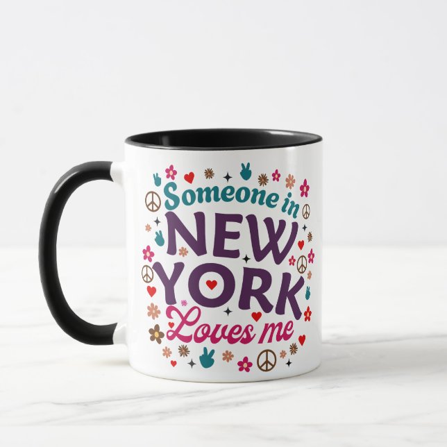 Caneca Someone in New York Loves Me Retro Funny Design (Esquerda)