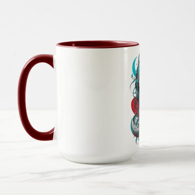 Caneca Sonho da Flor Lunar Turquesa Menina Lua Carmesim  (Esquerda)
