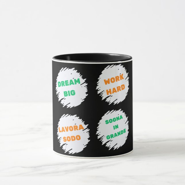 Caneca SONHO GRANDE, motivação para o DURO de trabalho (Centro)