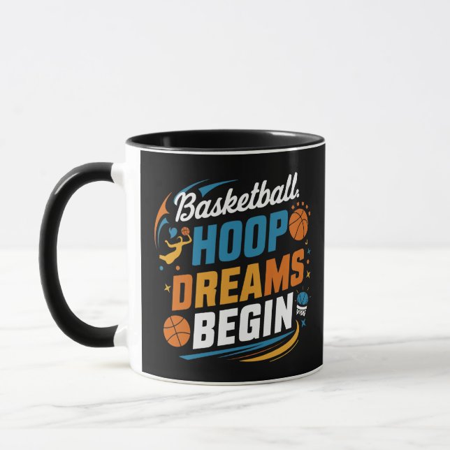 Caneca Sonhos de basquete começam, esportes (Esquerda)