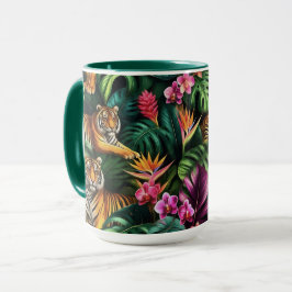 Caneca Sonhos de Tigre na Selva Padrão de Superfície Cont