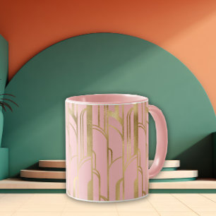 Caneca Sonhos Dourados e Rosa Deco