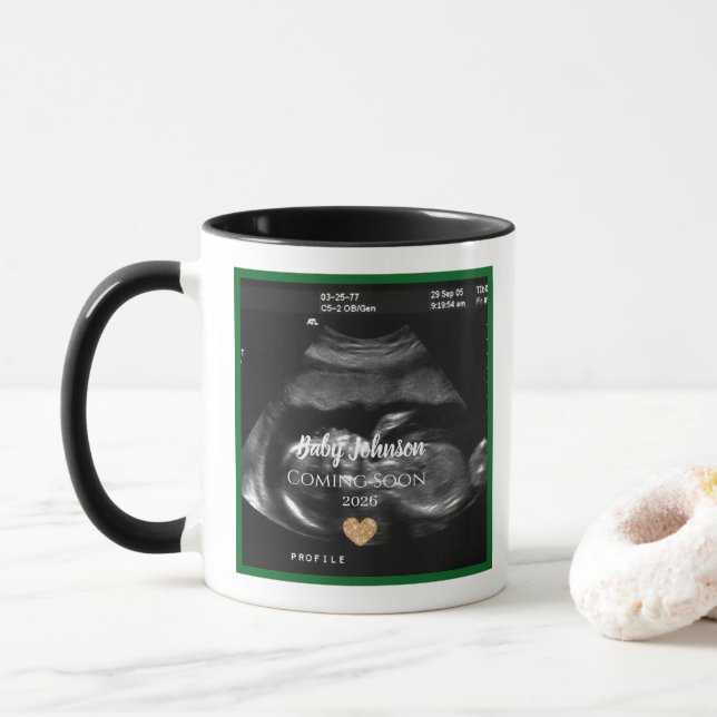 Caneca Sonograma Bebê chegando Anúncio para vovô (Com Donut)