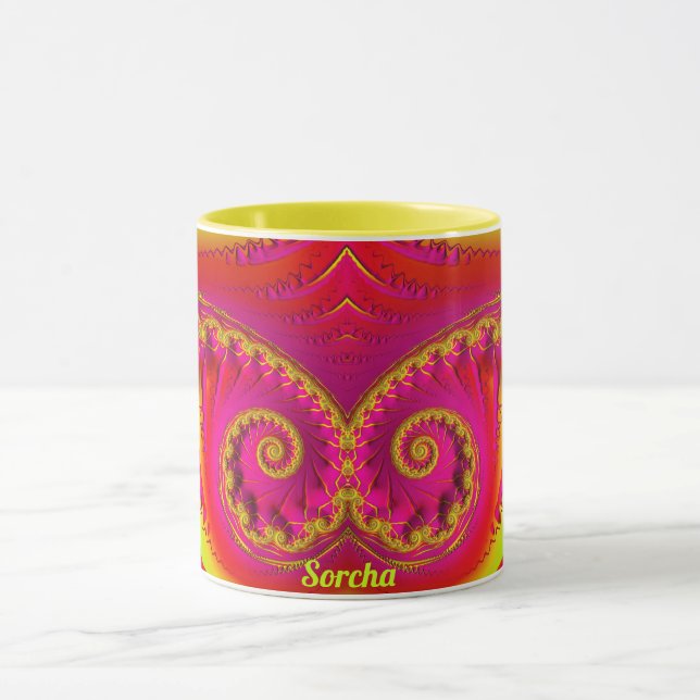 Caneca SORCHA ~ QUENTE 3D Fractal 3D - Cor - de - rosa -  (Centro)