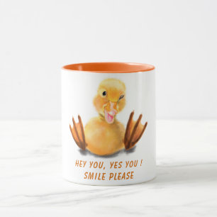 Caneca Sorriso de Piscar os olhos com Pato Amarelo Engra