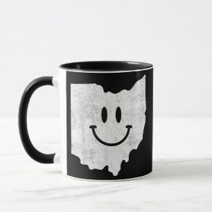Caneca Sorriso em OH - Engraçado Rosto Feliz de Ohio