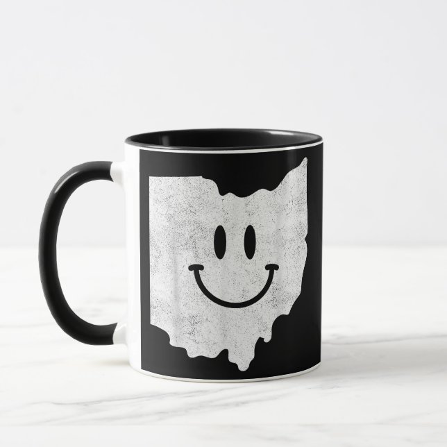 Caneca Sorriso em OH - Engraçado Rosto Feliz de Ohio (Esquerda)