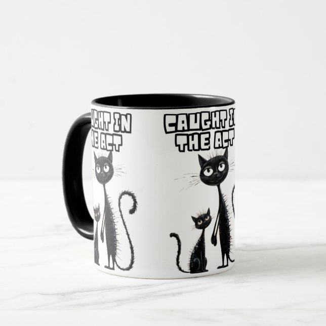Caneca Sorrisos Sneaky: Kitten Preto com uma Companhia So (Frente Esquerda)