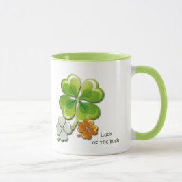 Caneca Sorte dos irlandeses. Tricolor Shamrocks Nome Pers