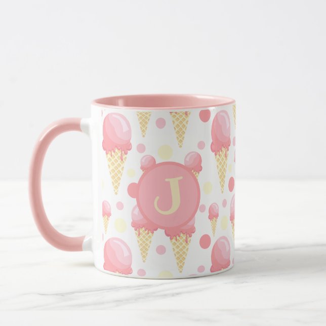 Caneca Sorvete Cor-de-rosa, Monograma (Esquerda)
