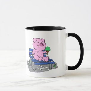Caneca Sorvete engraçado para comer porco escolher cor