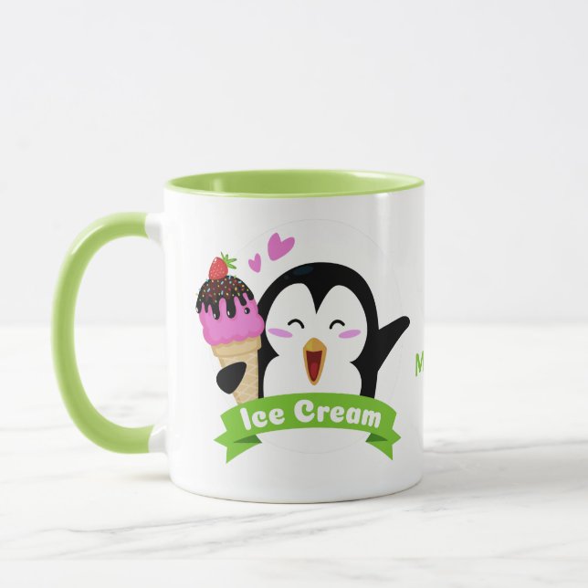 Caneca Sorvete Penguin de nomes personalizados (Esquerda)