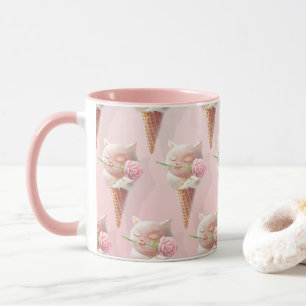 Caneca Sorvete Rosa de Verão Cone