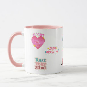 Caneca SORVO SERENO DE PAZ Acento bicolor rosa e branco