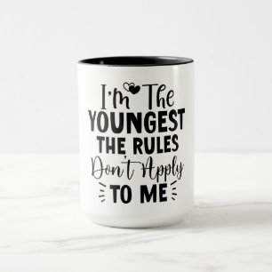 Caneca Sou a mais nova, as regras não se aplicam a mim