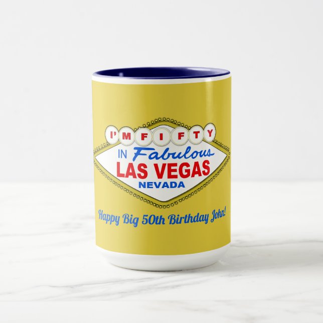 Caneca Sou cinquenta em LAS VEGAS Mug (Centro)