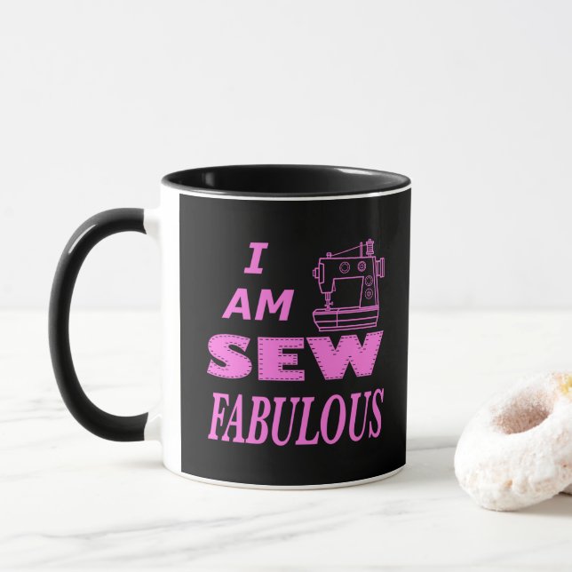 Caneca Sou Pouco Fabuloso Em Preto E Rosa (Com Donut)