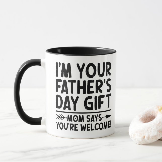 Caneca Sou Seu Presente do Dia dos Pais Mãe Diz Que Você  (Com Donut)