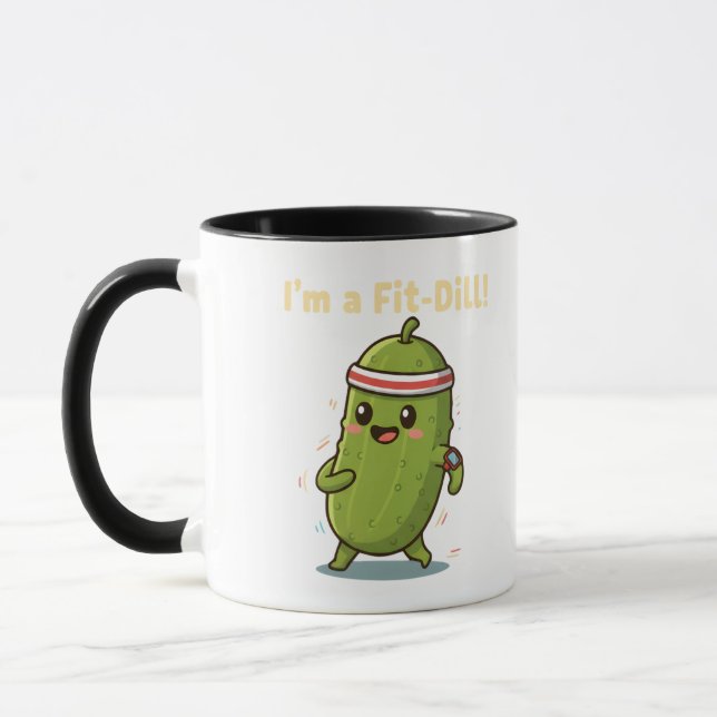 Caneca Sou um Fit-Dill! Design de Piada de Pickle de Trei (Esquerda)